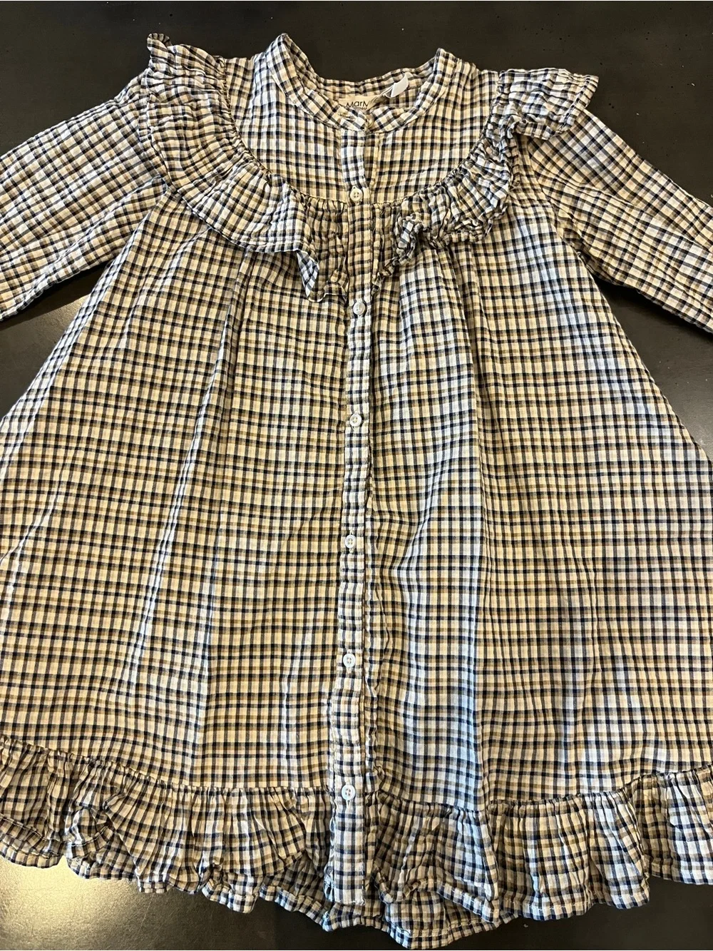 Marmar Girls Plaid Button-Front Dress with Ruffle Trim - Picture 1 of 8